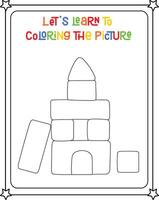 A coloring page with a picture of a building vector