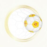 Football emblem with football ball with flag of New Mexico in net, scoring goal for New Mexico. vector