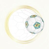 Football emblem with football ball with flag of Delaware in net, scoring goal for Delaware. vector