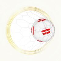 Football emblem with football ball with flag of District of Columbia in net, scoring goal for District of Columbia. vector