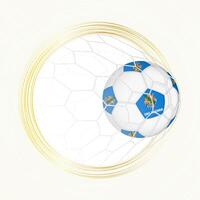 Football emblem with football ball with flag of Oklahoma in net, scoring goal for Oklahoma. vector