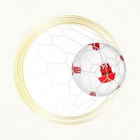 Football emblem with football ball with flag of Gibraltar in net, scoring goal for Gibraltar. vector