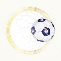 Football emblem with football ball with flag of Kentucky in net, scoring goal for Kentucky. vector