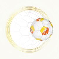 Football emblem with football ball with flag of Bhutan in net, scoring goal for Bhutan. vector