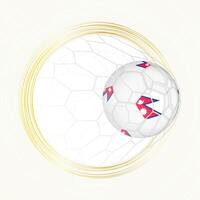 Football emblem with football ball with flag of Nepal in net, scoring goal for Nepal. vector