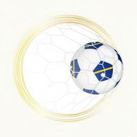 Football emblem with football ball with flag of Nauru in net, scoring goal for Nauru. vector