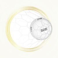 Football emblem with football ball with flag of Afghanistan in net, scoring goal for Afghanistan. vector
