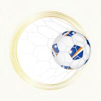 Football emblem with football ball with flag of Marshall Islands in net, scoring goal for Marshall Islands. vector