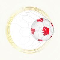 Football emblem with football ball with flag of Bahrain in net, scoring goal for Bahrain. vector