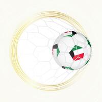Football emblem with football ball with flag of Kuwait in net, scoring goal for Kuwait. vector