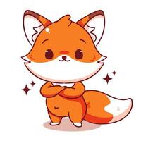 Cute Fox standing showing angry face. Illustration of chibi character isolated on white background. vector