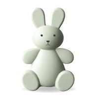 3d render bunny in pastel colors. Cute rabbit, kids toy. Realistic 3d design element in plastic style. vector