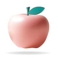 3d render element red apple. 3d illustration isolated on white background. Pastel color. vector