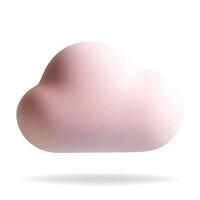 3d plastic pink cloud. Nursery element. 3d soft cloud shape. Pastel color. vector