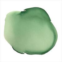 Green watercolor round shape, stain, blob, circle. Hand drawn watercolor abstract element vector