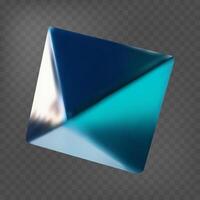 3d pyramid with holographic mirror effect. Gradient triangle. Fluid color. Neon shape in gradient colors vector
