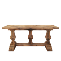 Rustic Wooden Dining Table with Thick Base Isolated on Transparent Background png