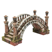 Wooden and Stone Garden Bridge with Arched Design Isolated on Transparent Background png