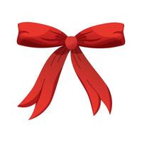 Drawn red bow on white background. Red tied ribbon. isolated element vector