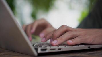 Top angle view of man hand typing on laptop keyboard. Working and writing with a laptop. video
