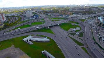 An aerial view of a highway intersection video