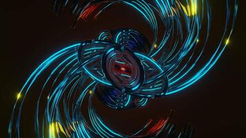 Neon swirl for VJ background, 3D render seamless loop video