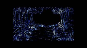 Neon frame effect, Enchanted Forest Path on black background video