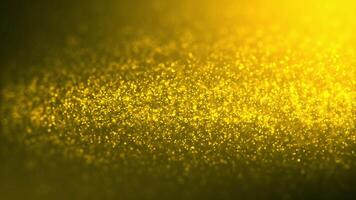 Gold dust particles fly in slow motion in the air lingering slowly. Dust Particles Background Bokeh Lights Background on Black Background. Seamless 4K . video