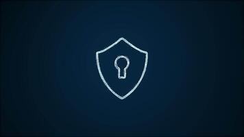 Cyber security concept. Shield With Keyhole icon on digital data background. Illustrates cyber data security or information privacy idea. Blue abstract hi speed internet technology. video