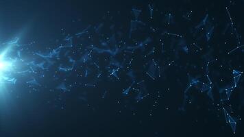 Abstract connected dots and lines. Concept of AI technology, Motion of digital data flow. Communication and technology network concept with moving lines and dots. 3D rendering video