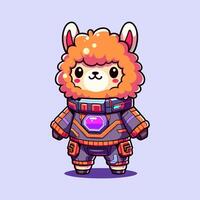 Futuristic Alpaca Chibi 2d character illustration 3 vector