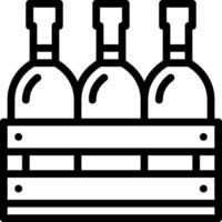 Wine bottles in a wooden crate icon vector