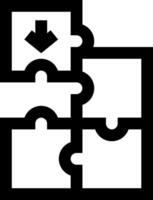 A black and white puzzle piece with an arrow pointing to it vector