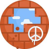 A peace sign and a brick wall with a hole in it vector