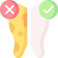 Two slices of cheese with a tick and a cross vector