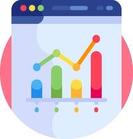 A colorful graph chart is shown on a computer screen vector