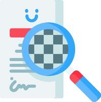 A checkerboard with a smiley face and a magnifying glass vector
