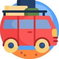 A red van with luggage on top vector