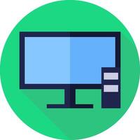 A flat icon of a computer monitor and keyboard vector