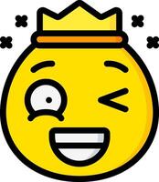 A cartoon smiley face with a crown on it vector