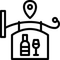 A black and white image of a bottle of wine and a map vector