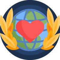 A heart with leaves around it on a globe vector