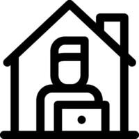 A black and white icon of a person in a house vector