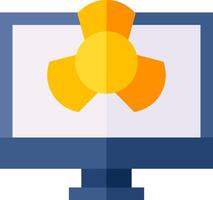 A computer monitor with a yellow and orange symbol on it vector