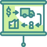 A presentation with a diagram of a truck and a dollar sign vector