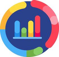 A colorful bar chart with a circle around it vector