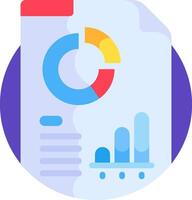 A document with a pie chart and a bar graph vector