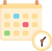 A calendar and a clock are shown next to each other vector
