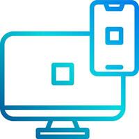 A computer monitor with a phone and a tablet vector
