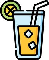A drink with a straw and lemon slice vector